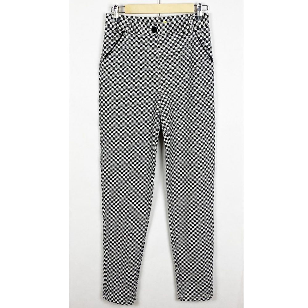 Betabrand Catstooth Dress Yoga Pants Black White Cat Print Size Small Petite - Picture 9 of 13